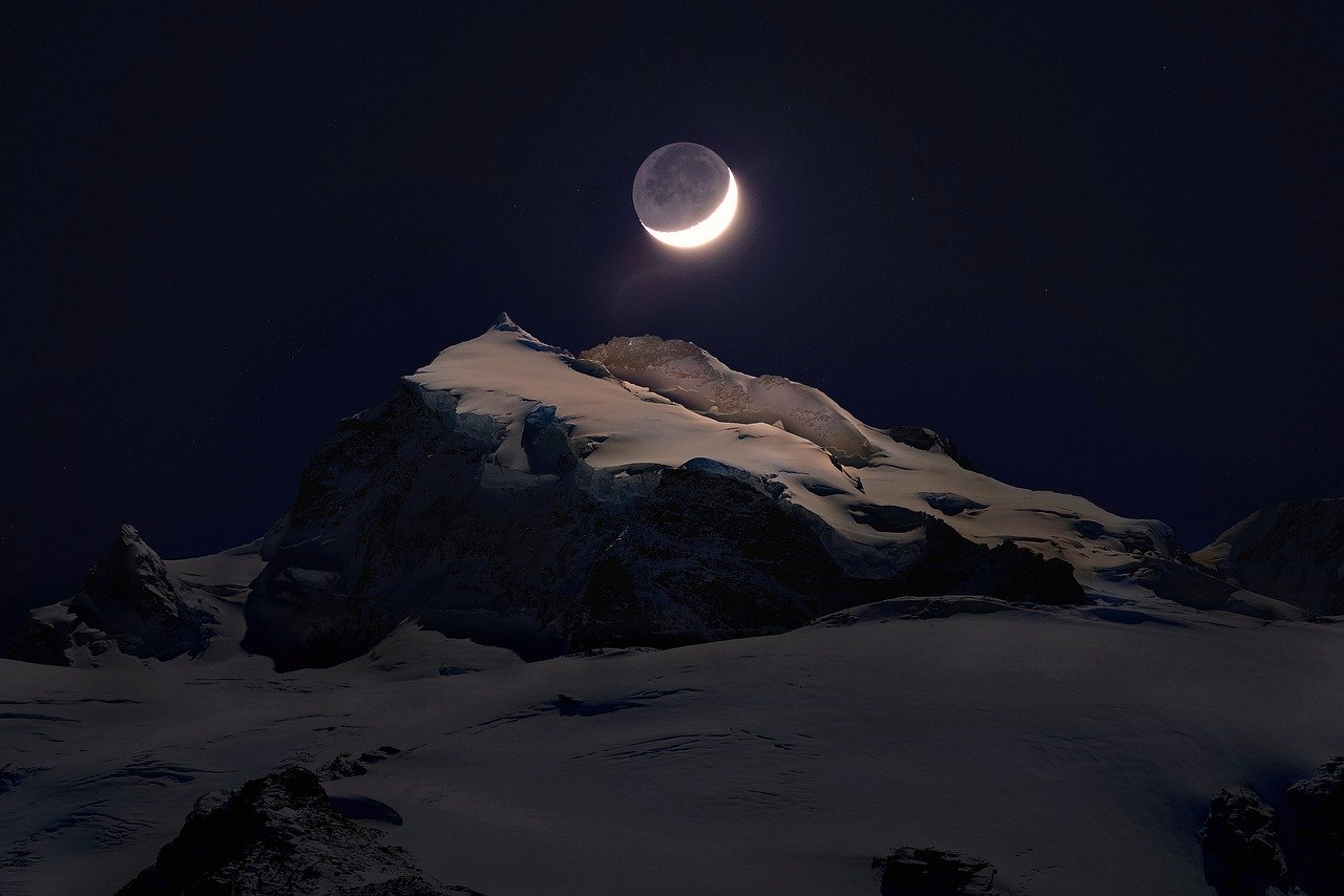 moonlight, crescent, summit